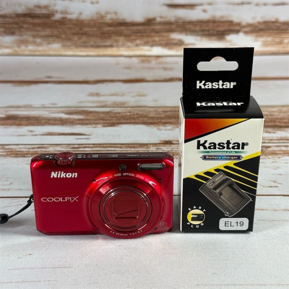 Non-Working Nikon COOLPIX S6500 Red Digital Camera 16MP Wi-Fi Used
